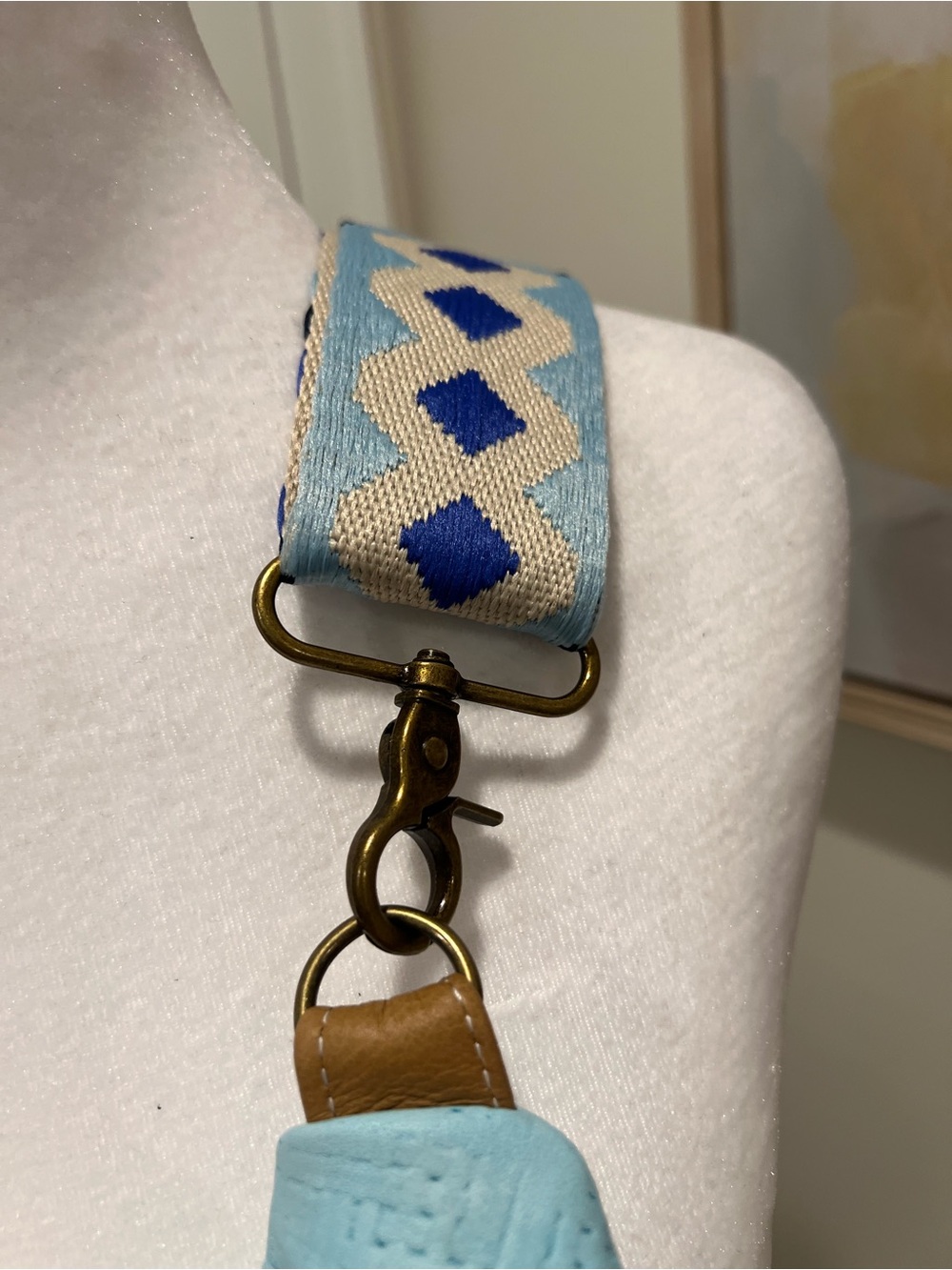 Turquoise Basketweave Leather Sling with Strap - Picture 5 of 11